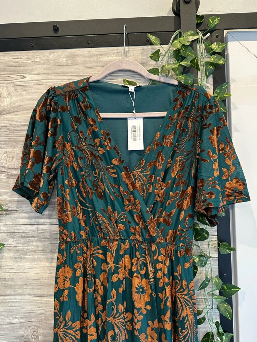 NWT - Baltic Born Green and Rust Floral Wrap Maxi Dress - Picture 7 of 12